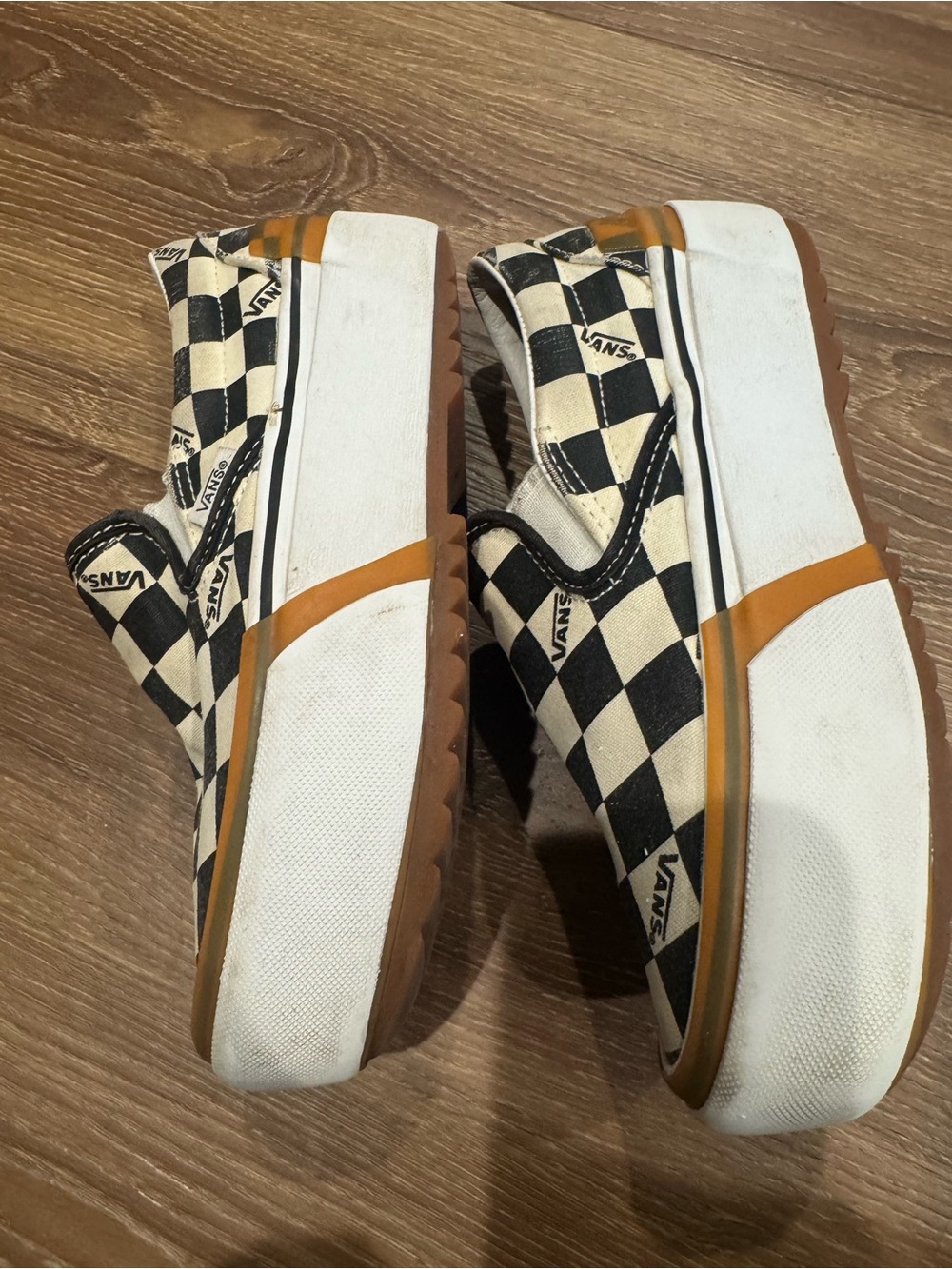 Vans Checkerboard Stacked Slip-On Platform Sneakers black & white Gum women’s 5 - Picture 9 of 9